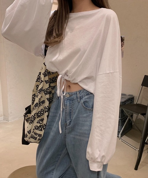 shopnikoniko トレーナー スウェット クロップド丈 裾絞り