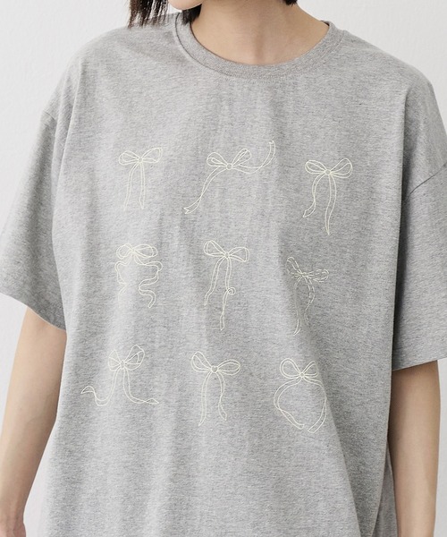 UNE MANSION tシャツ ラブリーリボンレタリングオーバーサイズT