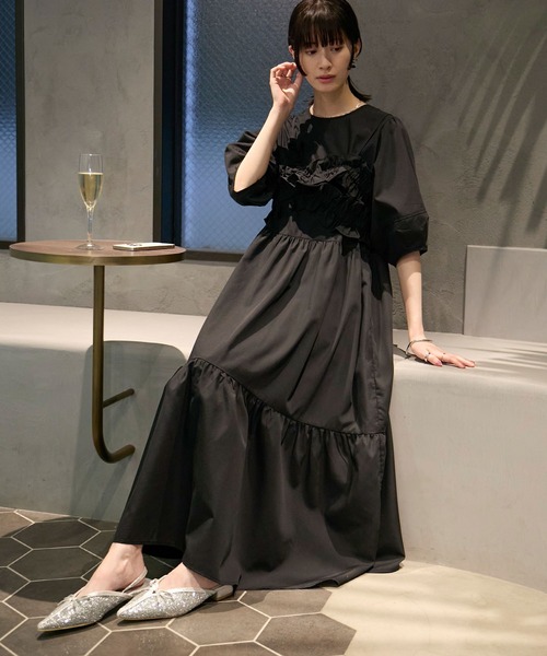 ☆人気☆【CHICLINE】☆フリルスリーブティアードワンピー.ス☆ 日本未入荷☆CHICLINE☆フリルスリーブティアードワンピース