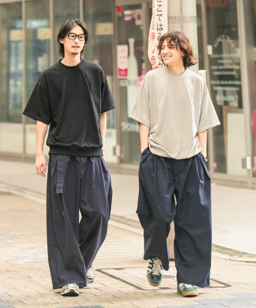 Nanmo. tシャツ TUCK SWAET T-SHIRT / タッククルーネックスウェットT