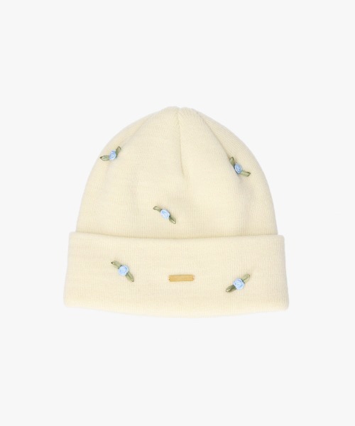 かきぶちももの × kaorinomori アールニット ニット帽　ホワイト kaorinomori（カオリノモリ）の「momono kakibuchi