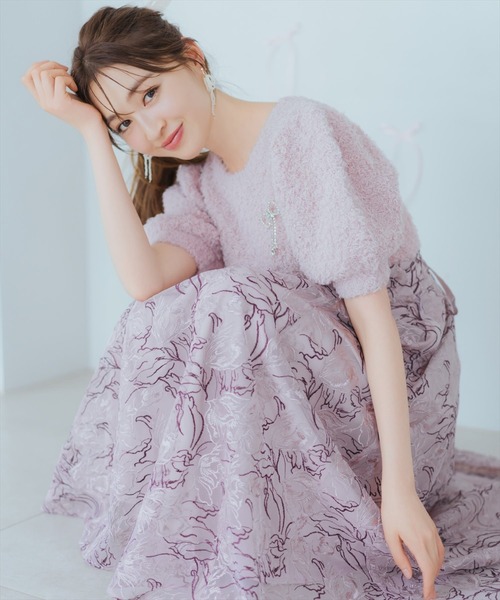 WILLSELECTION スカート チュールエンブロイダリーフレアスカート 