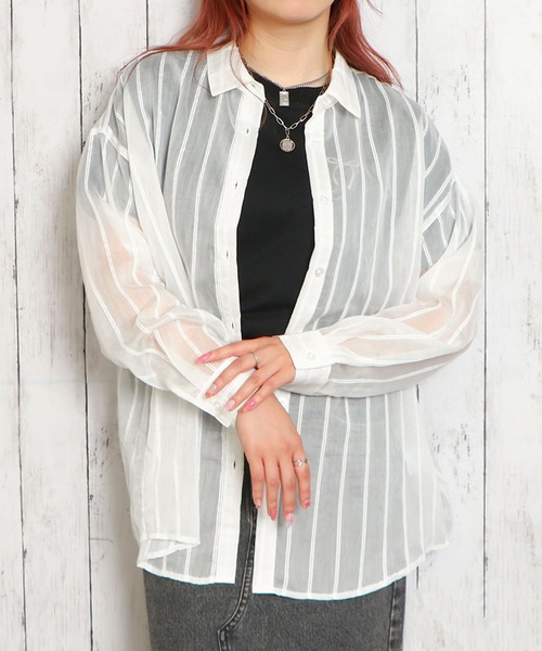 ブラウス シャツ ストライプシアーシャツ レディース : ZOZOTOWN