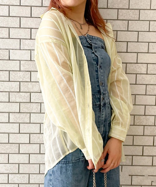 ブラウス シャツ ストライプシアーシャツ レディース : ZOZOTOWN