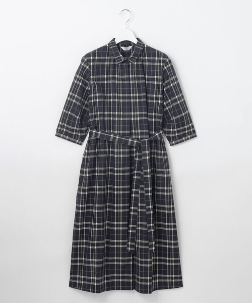 新品未使用タグ付き　J PRESS 洗えるカラー シャツワンピース J.PRESS シャツワンピース 「洗える」コンパクトチェック シャツ