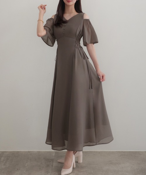 CENEA（セネア） ワンピース 2wayVネックシアーコルセットワンピース