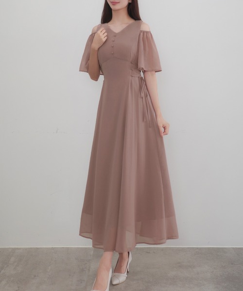 2wayVネックシアーコルセットワンピース セール】2wayVネックシアーコルセットワンピース（ワンピース