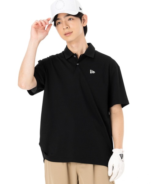美品！！鹿の子 ポロシャツ NEW ERA(ニューエラ)ブラック | ゴルフ 半袖 鹿の子 ポロシャツ Vertical Logo ブラック | ゴルフ