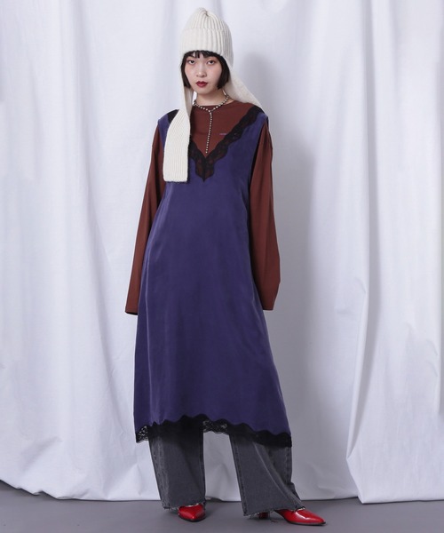 ROSE BUD ワンピース (CREOLME)Vネックスリーブレスワンピース