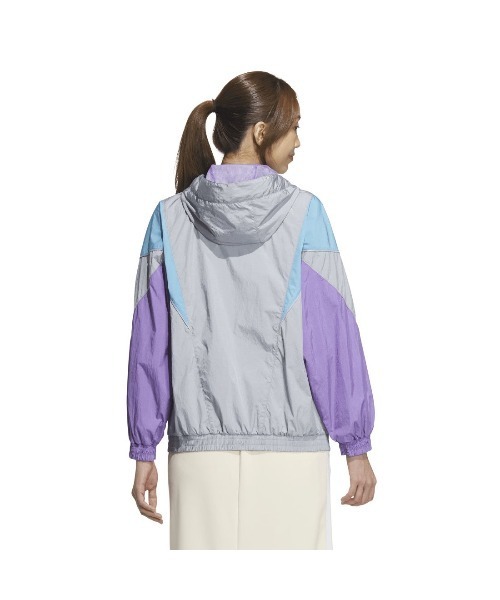 フリースジャケット 紫とグレー ストライプ adidas（アディダス） コート アウター adidas BYS スリーストライプス