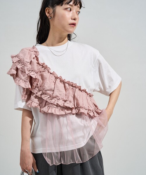 FREAK'S STORE tシャツ 「新色追加」フリルチュールドッキングT