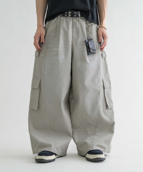 epnok カーゴパンツ 「EPNK」Snap button tuck cargo pants