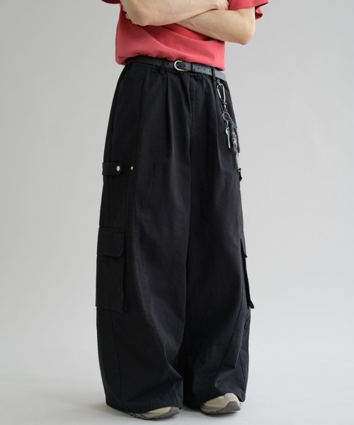 カーゴパンツ IONSEOUL Pin-tuck nylon snap over cargo pants BU208 epnok カーゴパンツ 「EPNK」Snap button tuck cargo pants