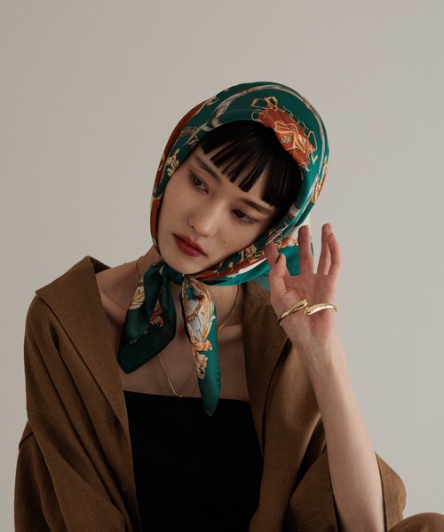 【Sale】Vintage France Scarfフランス スカーフ バンダナ セール】3-9B38 ダイヤモンド スカーフ 47×123㎝ ひし形 レトロ