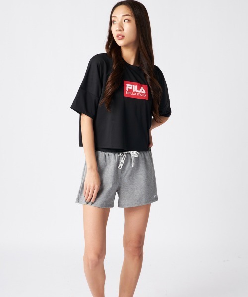 FILA ラッシュガードや水着4点セット 黒・ピンク　8L FILA ラッシュガード 「FILA/フィラ」レディースUVウェア付水着4