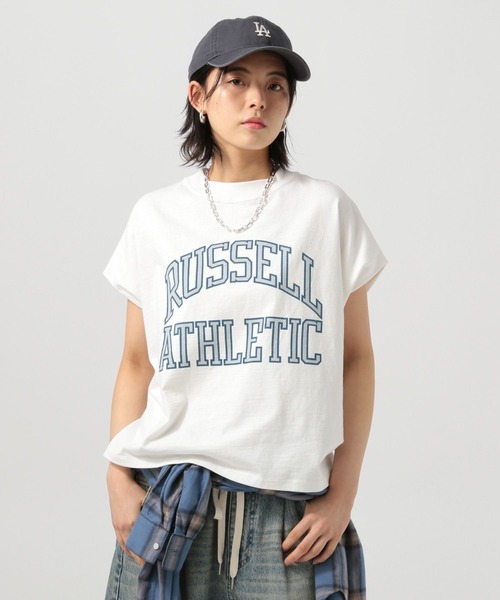tシャツ RUSSELL別注 リメイクロゴTee レディース Russell Athletic tシャツ RUSSELL別注 ロゴTee レディース