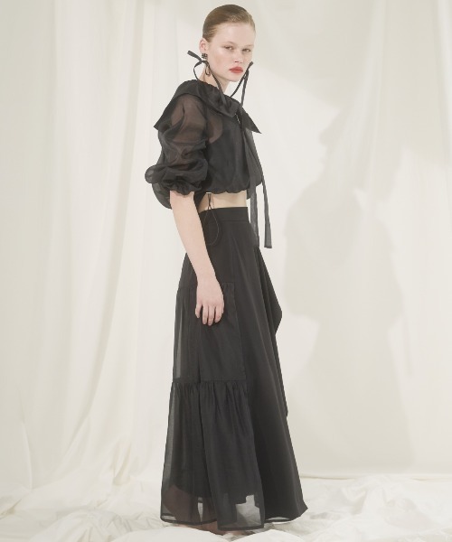And Couture スカート オーガンジーラッフルティアードスカート