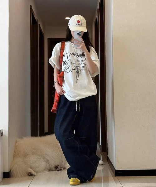 DEVICE tシャツ ロゴ プリント 古着風 Tシャツ 韓国ファッション