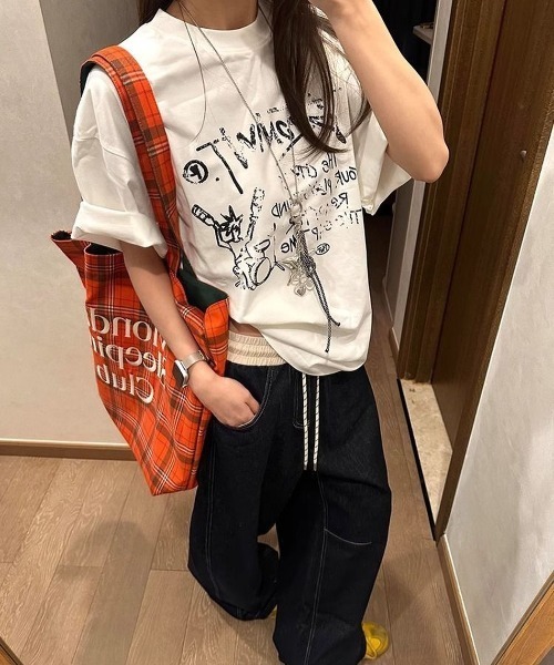 DEVICE tシャツ ロゴ プリント 古着風 Tシャツ 韓国ファッション