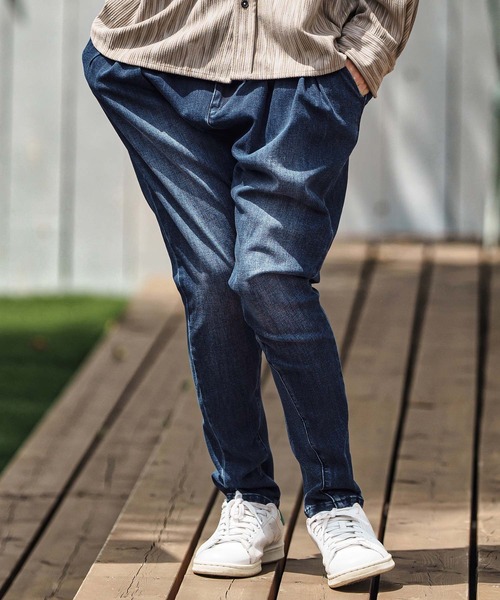 Hannibal ❣️スラックス型デニム生地パンツ❣️¥67.400–サイズ46❣️ CAMBIO（カンビオ） ジーンズ mp13797- Stretch Denim Ribbed Hem