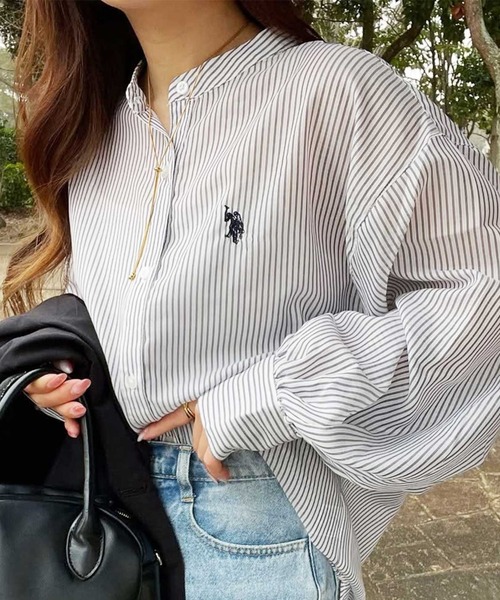 「U.S. POLO ASSN.」 長袖ブラウス X-LARGE ブルー レディース