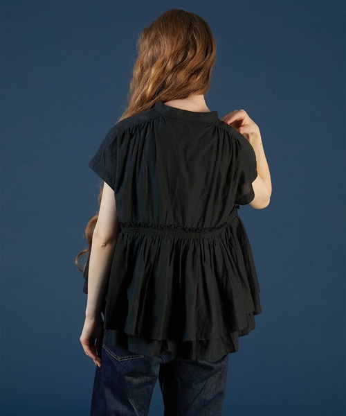 ブラウス シャツ 「crinkle crinkle crinkle」gather french sleeve blouse/ギャザーフレンチスリーブブ crinkle ブラウス シャツ 「crinkle crinkle」gather french
