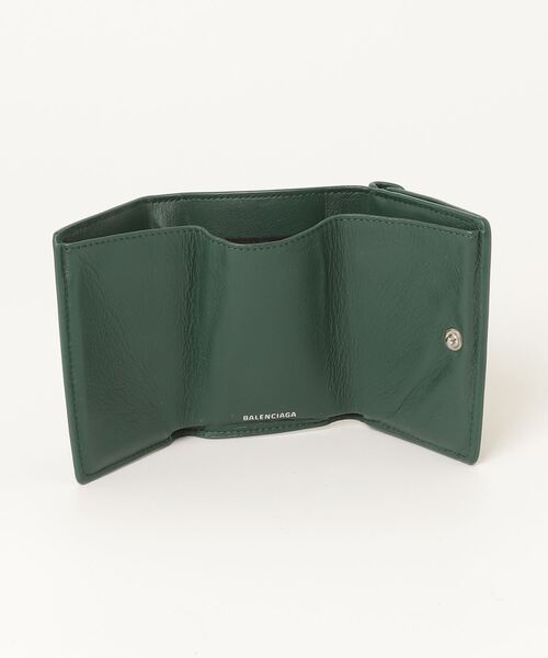 美品 BALENCIAGA ペーパーミニ ウォレット 三つ折り 財布 グリーン BALENCIAGA 「BALENCIAGA」 ペーパーミニウォレット 三つ折り