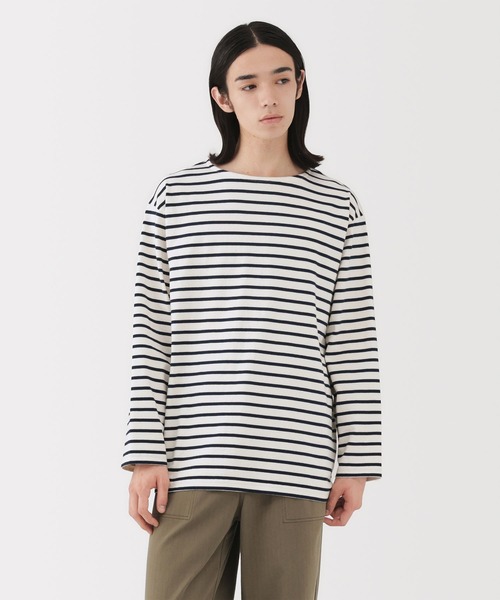無印良品（MUJI） tシャツ 紳士 洗いざらし太番手ボートネック九分袖T