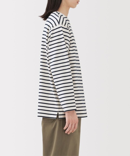 無印良品（MUJI） tシャツ 紳士 洗いざらし太番手ボートネック九分袖T