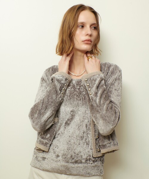 allureville（アルアバイル） カーディガン ベロアニットジャケット