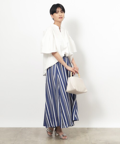 「OPAQUE.CLIP」 半袖ブラウス 38 ネイビー レディース_画像4