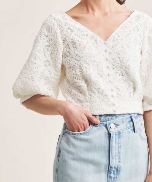 「The Virgnia」 半袖ブラウス FREE ホワイト レディース_画像9