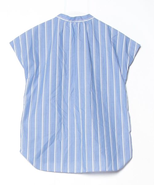 「RHYME」 ストライプ柄半袖ブラウス M ブルー レディース_画像2