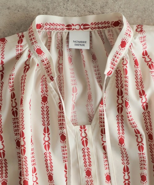 「NOMBRE IMPAIR」 半袖ブラウス FREE レッド レディース_画像4