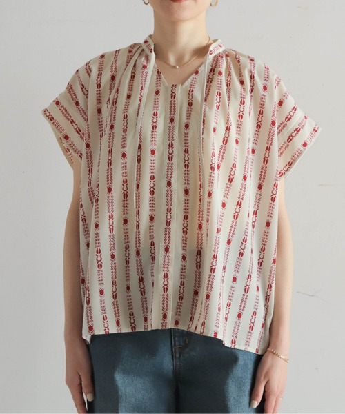 「NOMBRE IMPAIR」 半袖ブラウス FREE レッド レディース_画像7