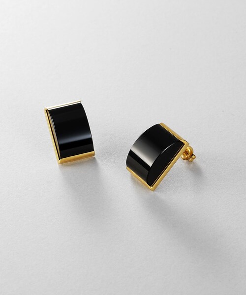 ピアス シルバー オニキス バフトップカットピアス GP レディースの画像