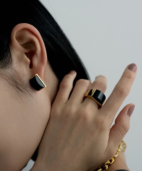 ピアス シルバー オニキス バフトップカットピアス GP レディースの画像