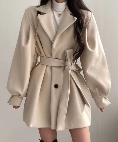 トレンチコート コート 「25年秋冬新作」ウエストベルト付きショートA