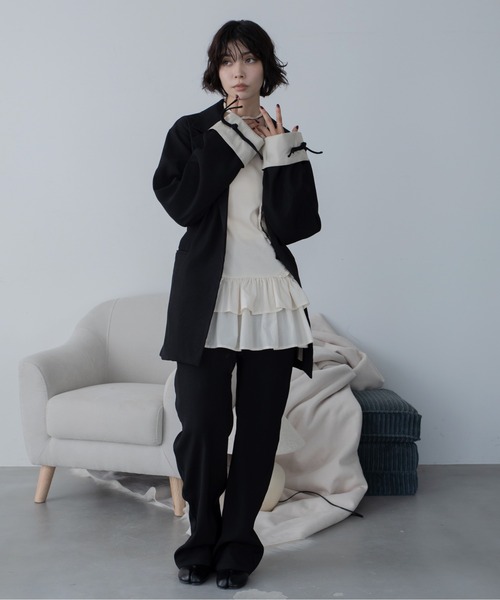 スラックス パンツ 入学式 卒業式 チャイナジャガードドッキング