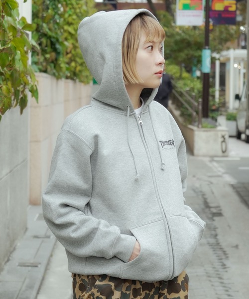 L】高性能 撥水パーカー THRASHER グレー フーディ THRASHER（スラッシャー） パーカー メンズ レディース : ZOZOTOWN
