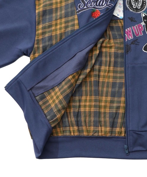 ScoLar パーカー 153653：POP・チェック柄切替パーカー レディース