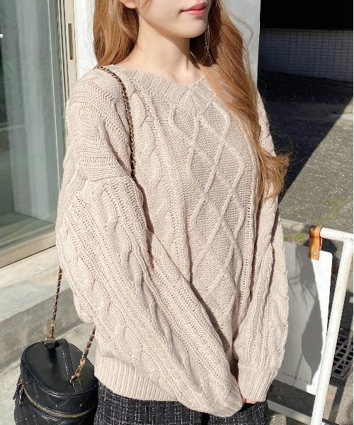 INGNI（イング） ニット セーター 2Wayケーブルルーズチュニックニット