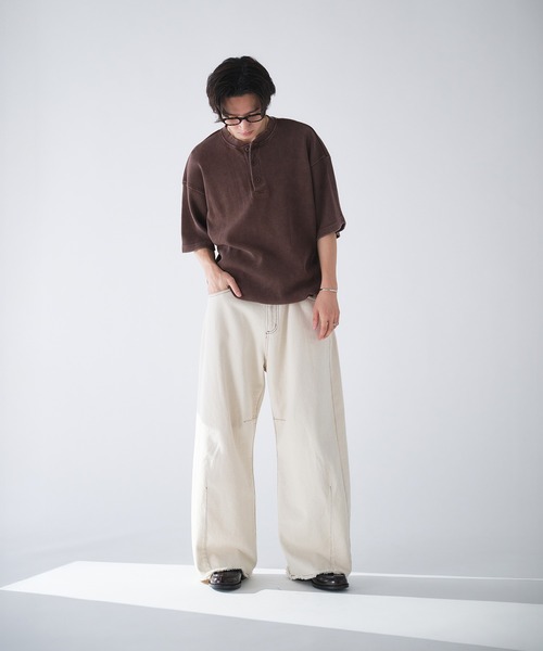 「Adoon plain」 半袖Tシャツ MEDIUM ブラック メンズ_画像5