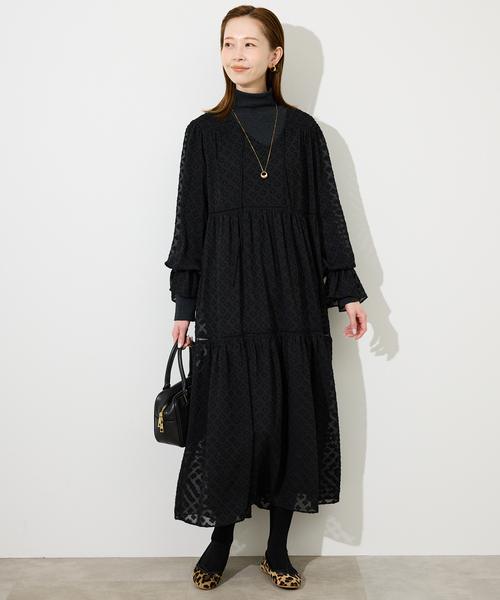 SLOBE IENA（スローブイエナ） ワンピース フラワージャガードギャザー