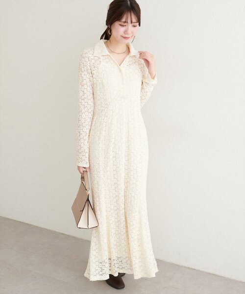 natural couture ワンピース 「WEB限定」総レースマーメイドワンピース