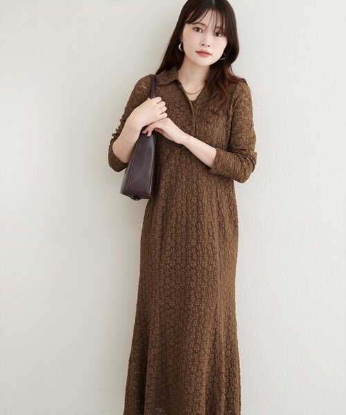 natural couture ワンピース 「WEB限定」総レースマーメイドワンピース