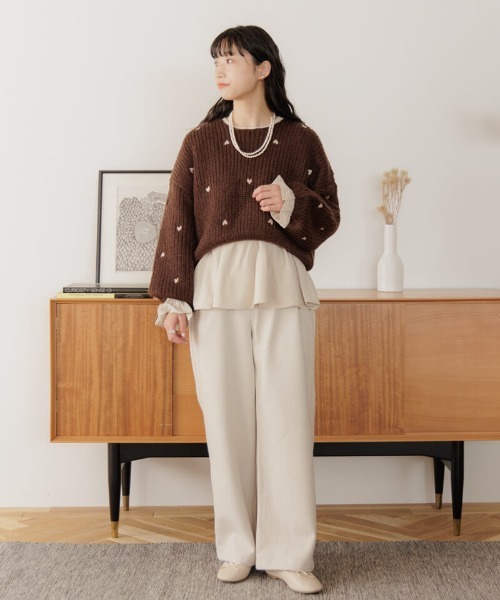 「flower」 長袖ニット FREE ブラウン レディース_画像4