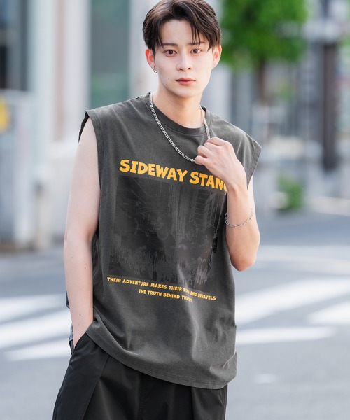 「SIDEWAY STANCE」 ノースリーブトップス MEDIUM ベージュ メンズ_画像6