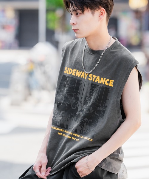「SIDEWAY STANCE」 ノースリーブトップス MEDIUM ベージュ メンズ_画像7