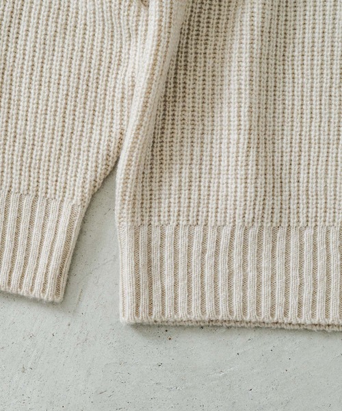 quadro セーター ニット 5G引き揃え片畦クルーネック メンズ